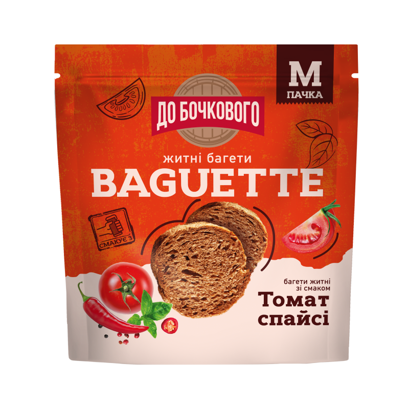Багети житньо-пшеничні зі смаком Томат спайсі ДО БОЧКОВОГО 85 г