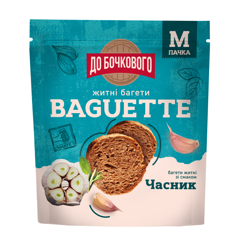 Багети житньо-пшеничні зі смаком Часник ДО БОЧКОВОГО 85 г