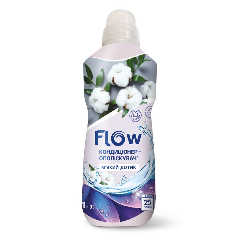 Кондиціонер-ополіскувач для тканин М'який дотик ТМ "Flow" 1 л